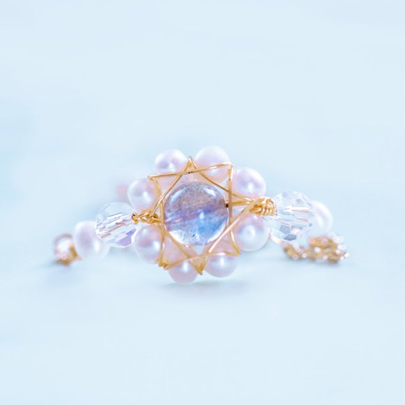 Jewelry - Brand New Authentic Moonstone and Pearl Open ring